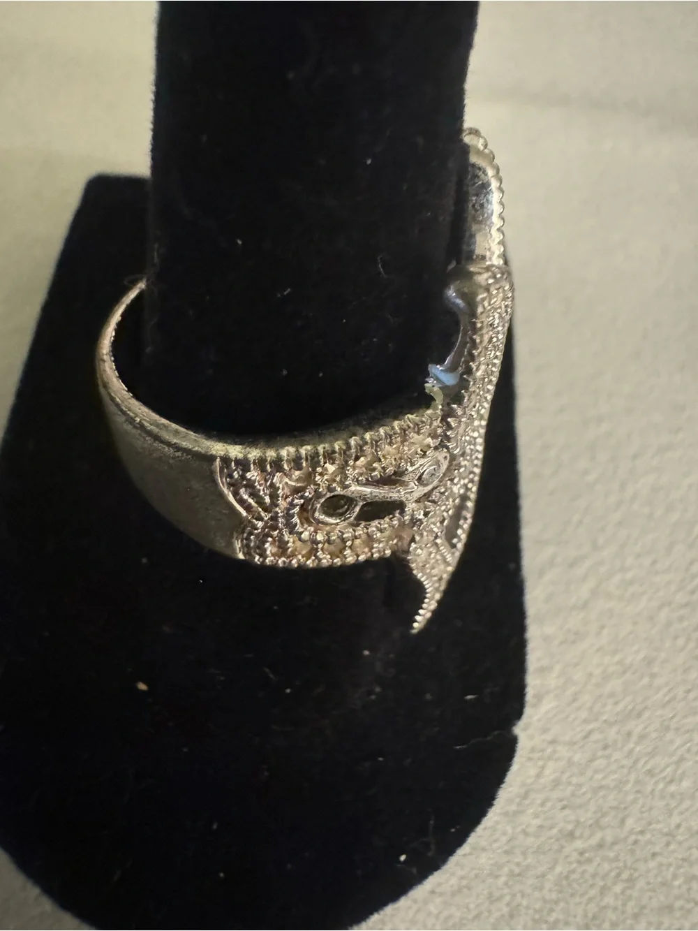 Avon Silver-Tone Pave Butterfly Ring
